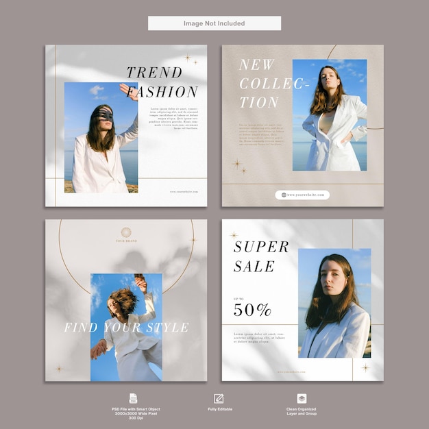 PSD beauty and modern fashion instagram social media design bundle template