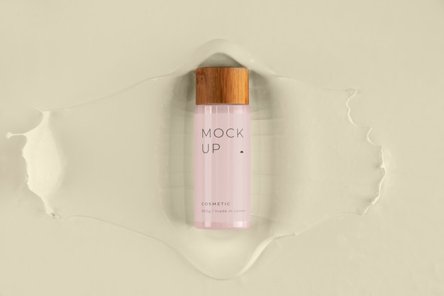 PSD beauty packaging with liquid effect mockup