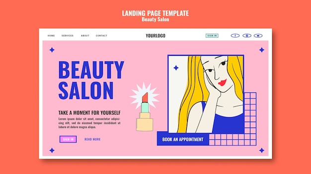 PSD beauty pop art landing page template