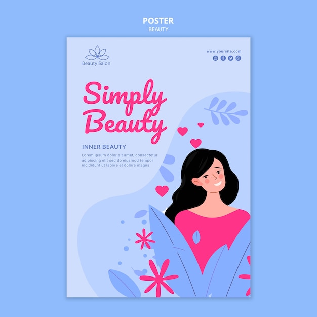 beauty poster template illustrated