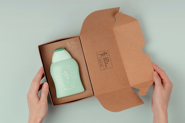 Beauty product in cardboard box mock-up