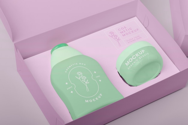 PSD beauty product in cardboard box mock-up