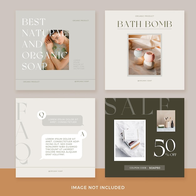 PSD beauty product instagram post set premium psd