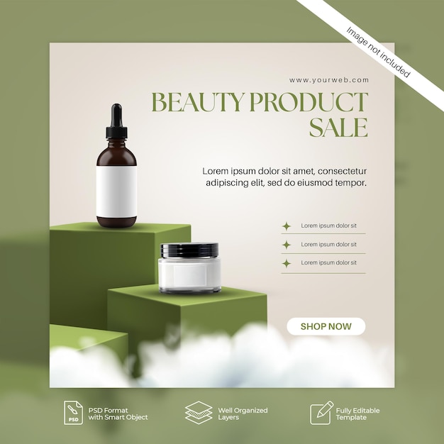 Beauty Product Promotion Social Media Post PSD Template