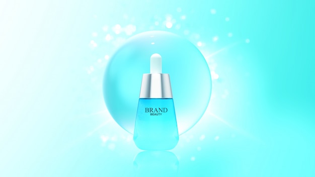 Beauty product with blue water bubble