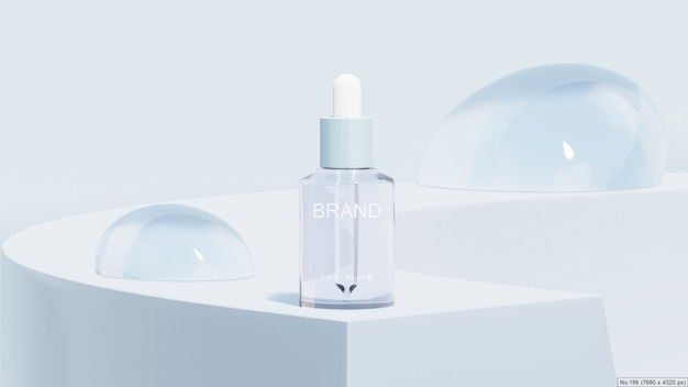 Beauty product with blue water drop. 3D Render