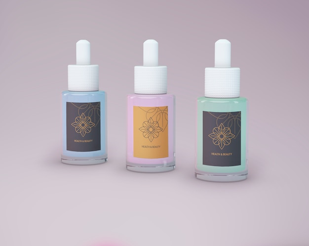 beauty products mockup of three bottles