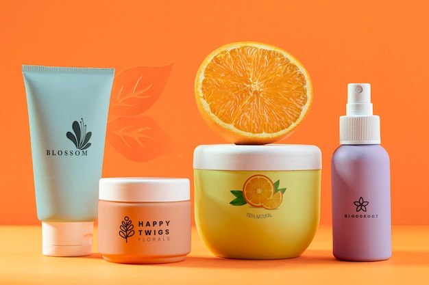 PSD beauty products with half orange