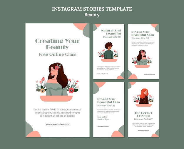 PSD storie di instagram di vendita di bellezza