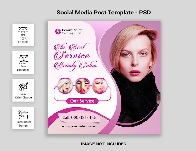 Beauty Salon Social Media Post Template - PSD