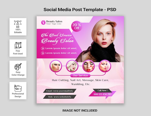 Beauty Salon Social Media Post Template PSD