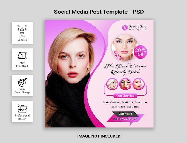 Beauty Salon Social Media Post Template PSD