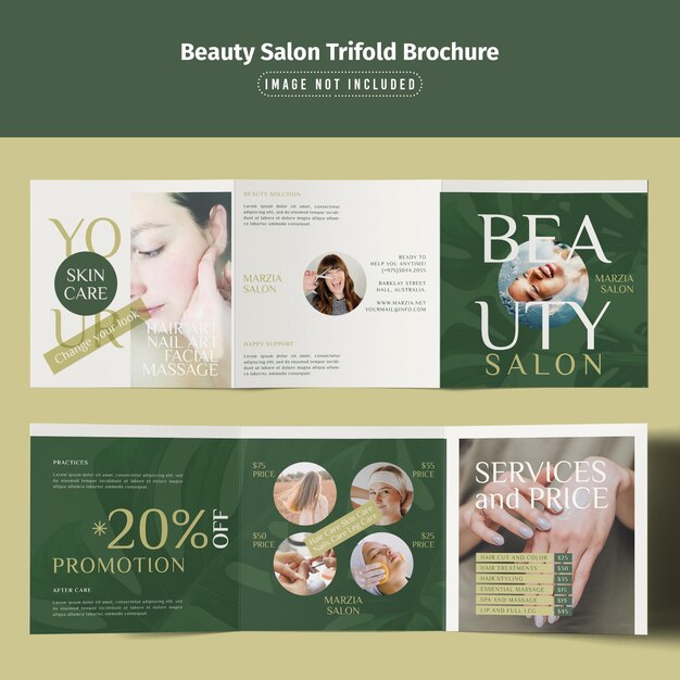 PSD beauty salon trifold brochure tempalte