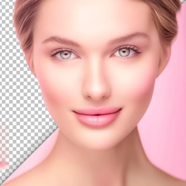 PSD beauty shot with smooth skin and transparent background