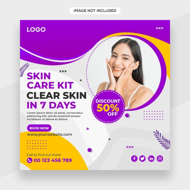 Beauty skin care related instagram banner or social media post or facebook cover template