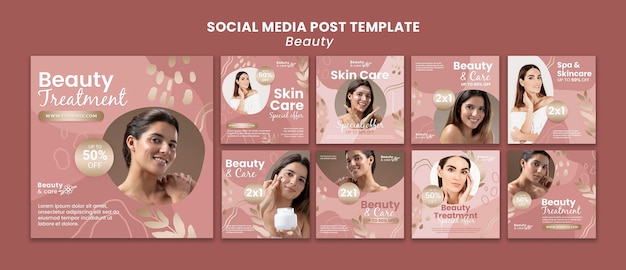 Modello di progettazione di post sui social media di bellezza