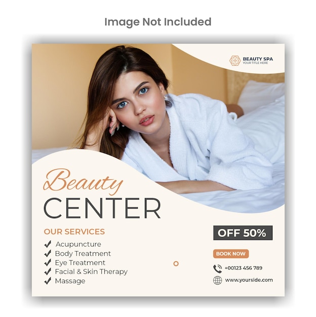 Beauty and spa center social media or instagram post template design