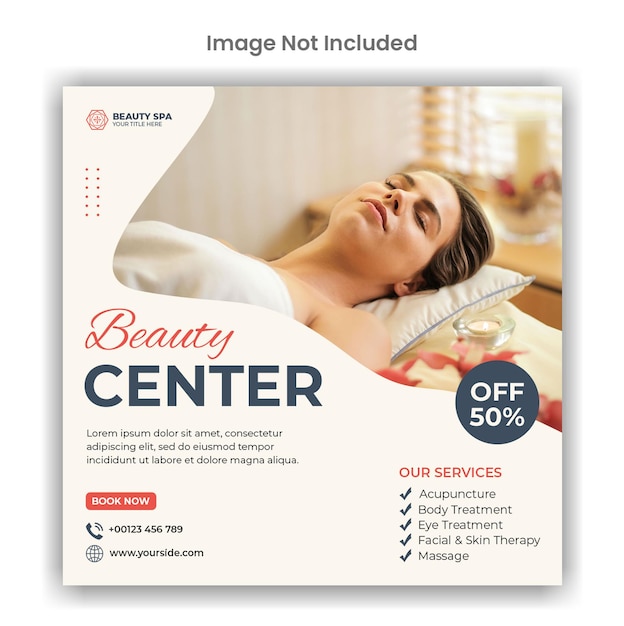 beauty and spa center social media or instagram post template design