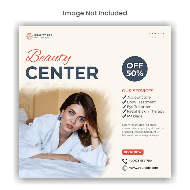 PSD beauty and spa center social media or instagram post template design