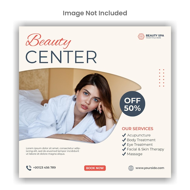 Beauty and spa center social media or instagram post template design