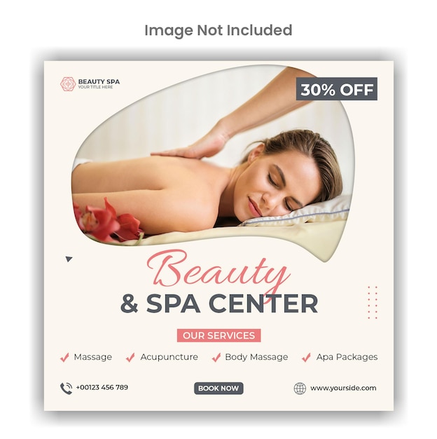 Beauty and spa center social media or instagram post template design