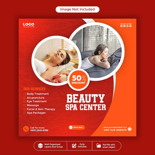 beauty and spa social media facebook or instagram post template design psd
