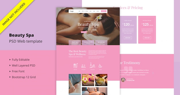 PSD modello di sito web di bellezza spa
