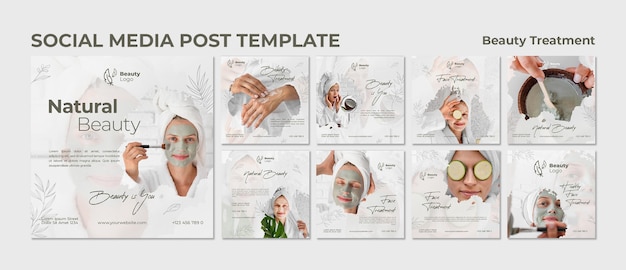 PSD beauty treatment concept social media post template