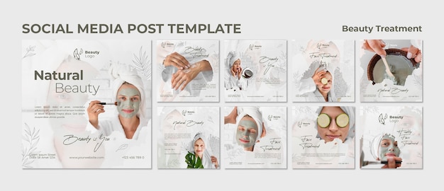 Beauty treatment concept social media post template