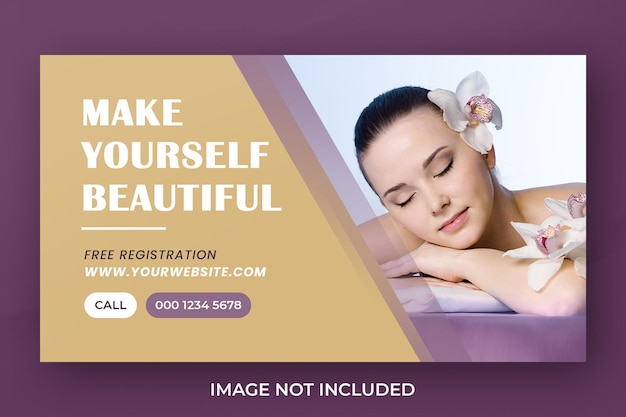 Beauty vlogger youtube channel video thumbnail or web banner template