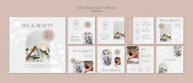 PSD design del modello di post instagram di bellezza e benessere