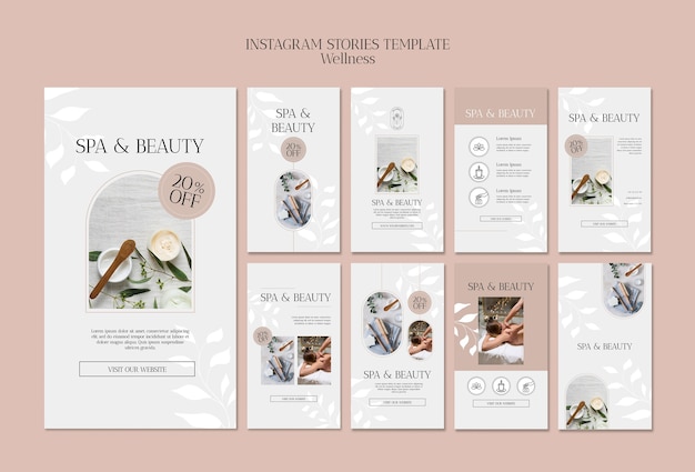 PSD beauty and wellness instagram stories template design