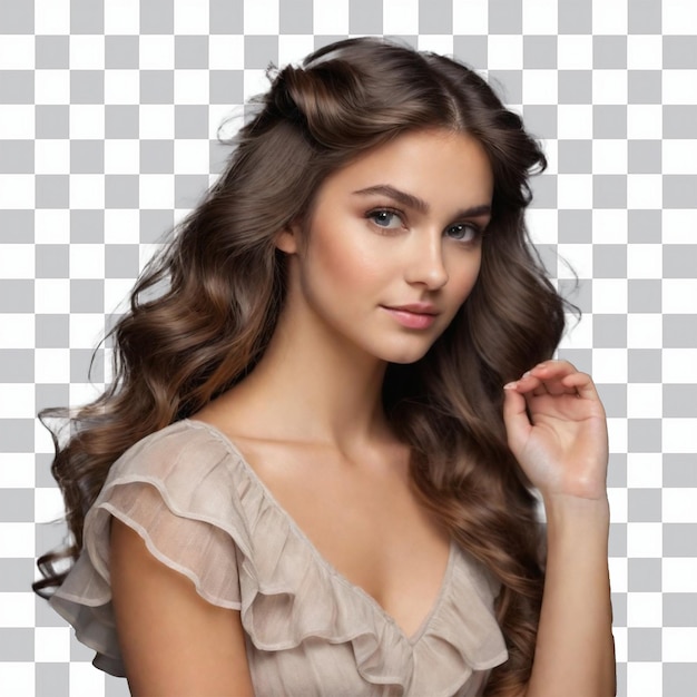 PSD beauty woman with brown hair and dress