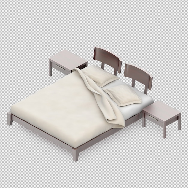 PSD 침대 3d 렌더링
