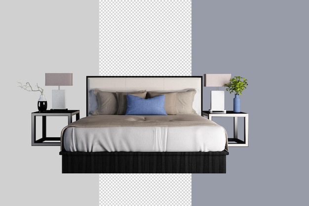 PSD bed and decoration in 3d rendering