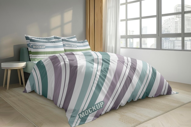 PSD bed linen interior mockup