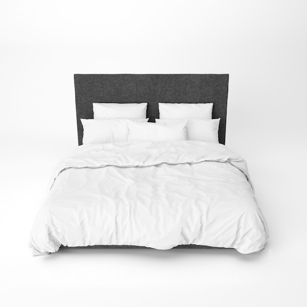 Bed mockup with black bed headrest