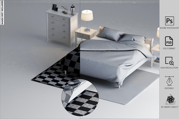 Mockup di fodera per letto e cuscino