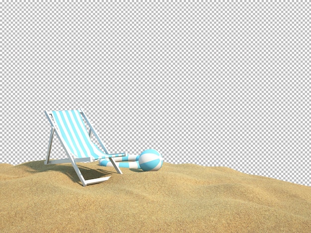 PSD set letto sulla spiaggia con sfondo isolato