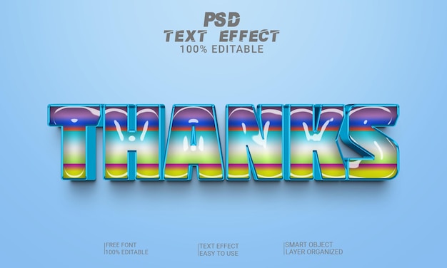 Bedankt 3D-teksteffect PSD-bestand volledig bewerkbaar