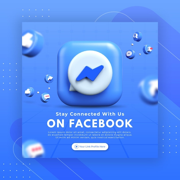 Bedrijfspaginapromotie met 3d render facebook messenger voor instagram postsjabloon