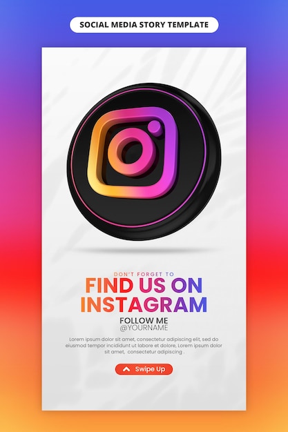 Bedrijfspaginapromotie met 3d render instagram-pictogram voor instagram en social media-verhaalsjabloon