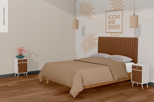 PSD bedroom mockup perspective