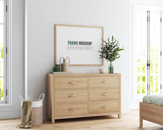 Bedroom space designed in American style Frame mockup