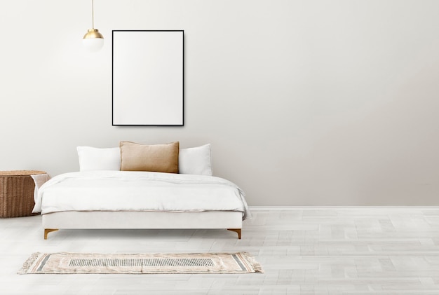 Mockup della parete della camera da letto psd minimal interior design