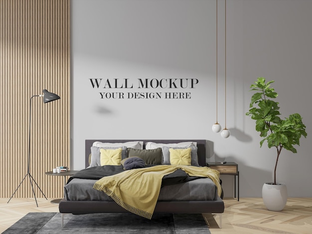 Bedroom wall mockup for textures