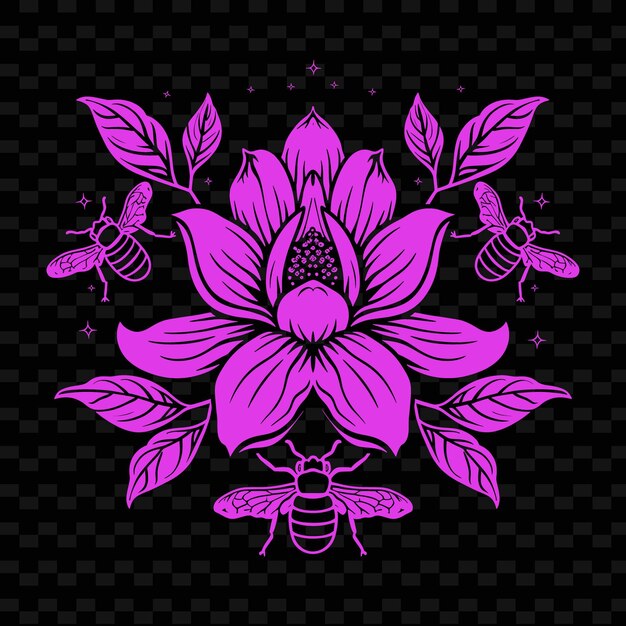 PSD a bee and bees on a black background