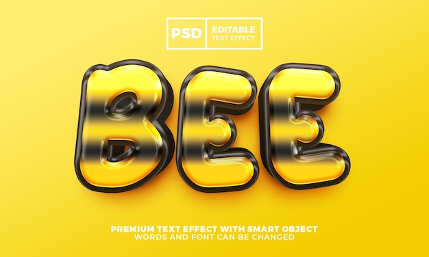 Bee cartoon 3d editable text effect