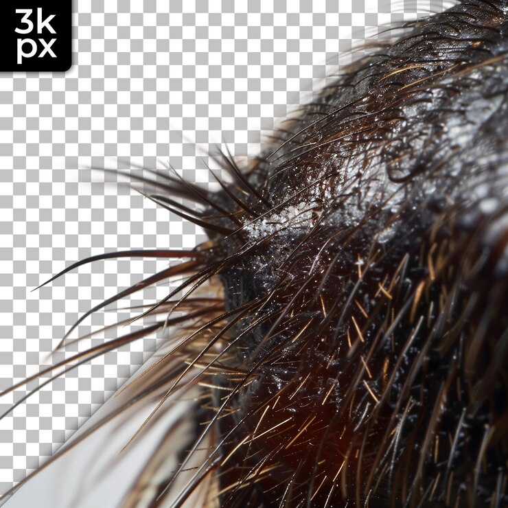 PSD bee head and thorax on transparent background