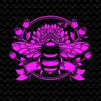 PSD a bee is sitting on a flower and has a pink flower in the center